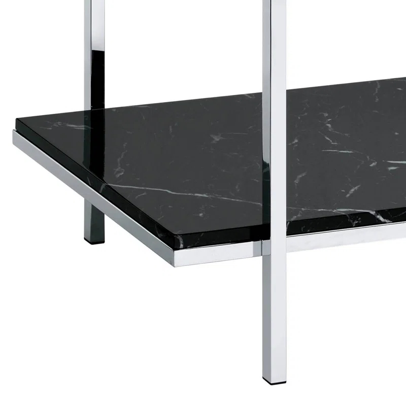 Ivy Bronx Angwin Mirrored Faux Marble & Chrome Console Table | Wayfair