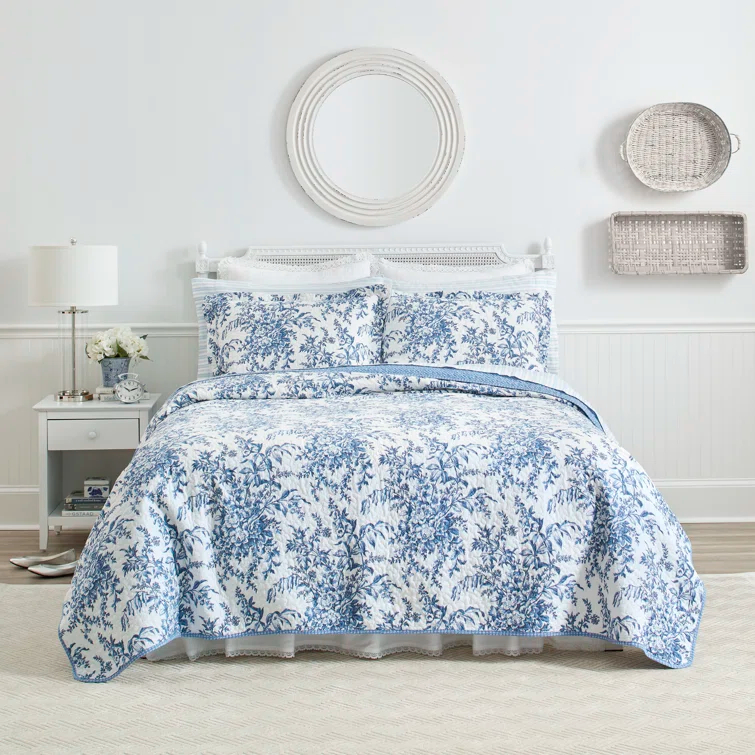 Laura Ashley Laura Ashley Bedford Cotton Reversible Quilt Set