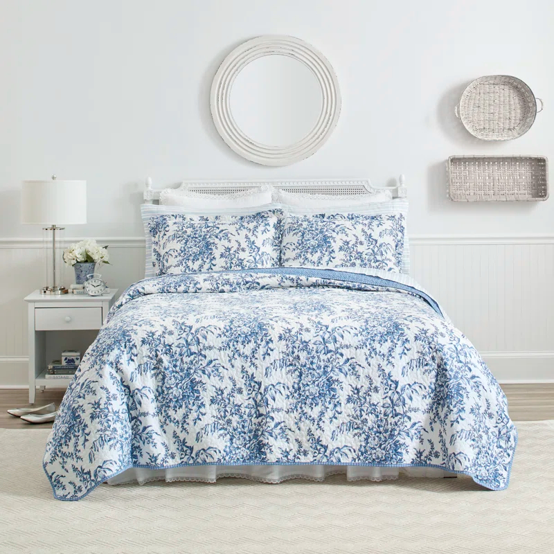 Laura Ashley Laura Ashley Bedford Cotton Reversible Quilt Set