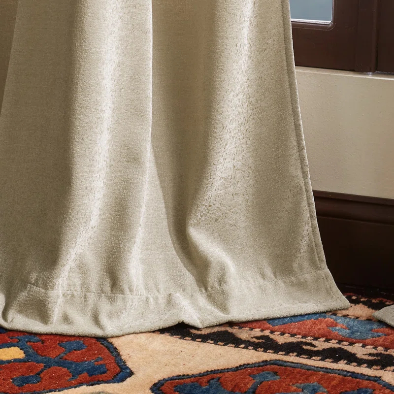 Naples Chenille Solid Semi-Sheer Rod Pocket Curtain Panels (Set of 2)