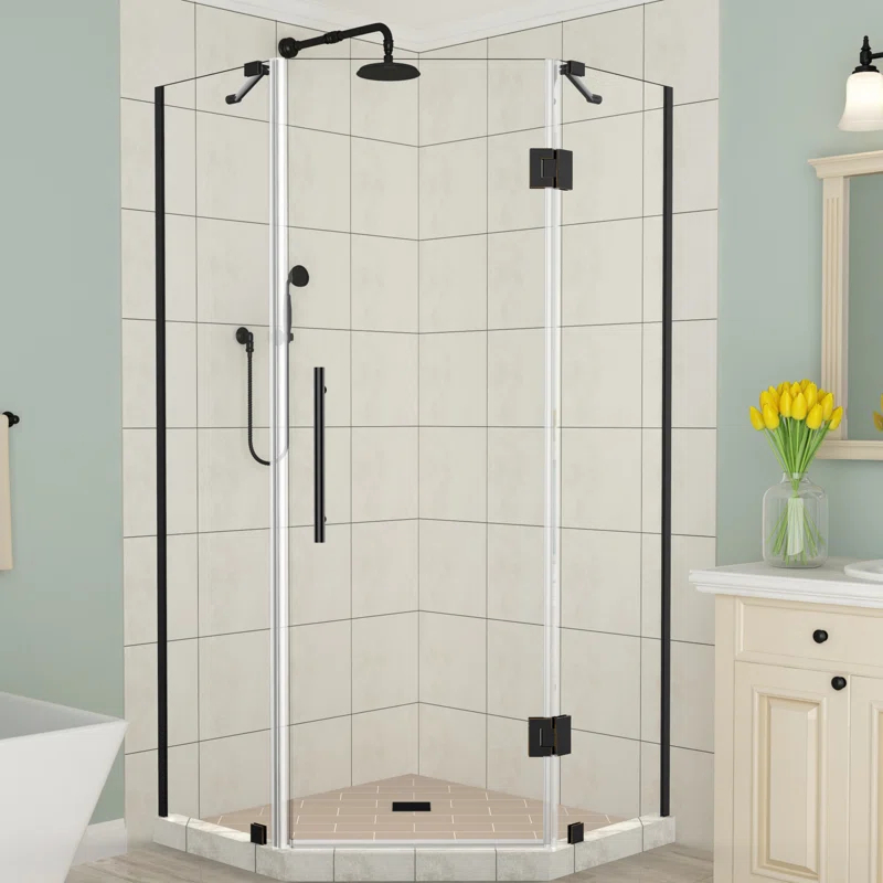 Aston SEN966EZ-ORB-34-10 Merrick 34" x 72" Neo Angle Hinged Shower Enclosure