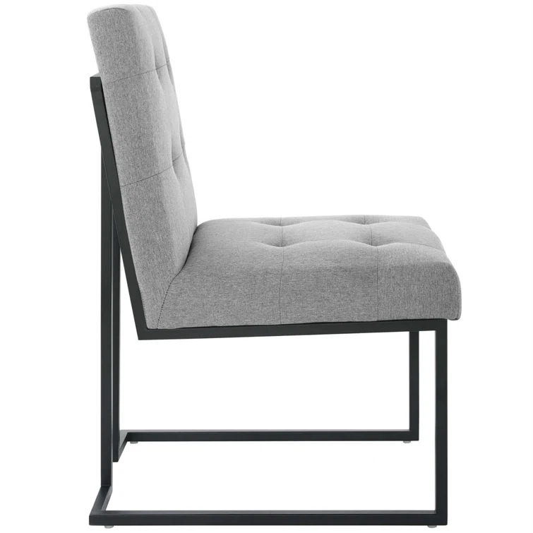 Modway Privy Black Stainless Steel Upholstered Fabric Dining Chair by Modway