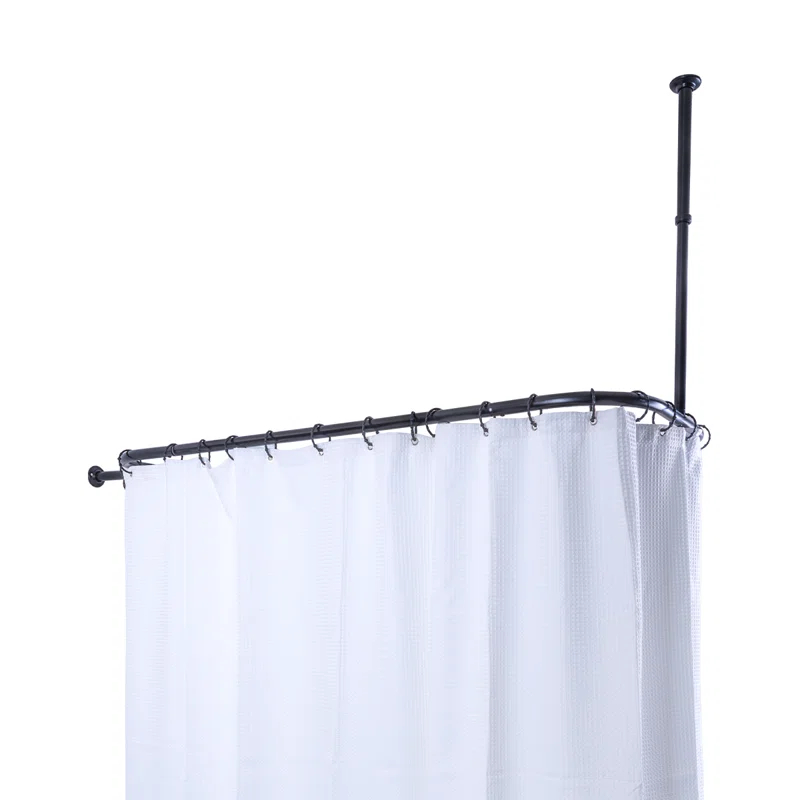 Utopia Alley Rustproof 54" L D-Shaped Fixed Shower Curtain Rod & Hook Set | Wayfair