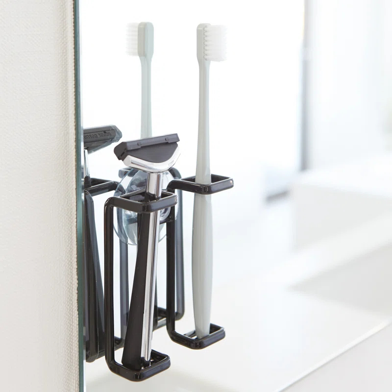 Yamazaki Home Tower Yamazaki Home Toothbrush Holder, Suction Cup Organizer For Bath, Steel, Water Resistant
