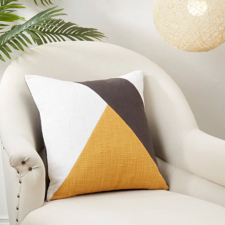 Saro Geo Block Collection Cotton Throw Pillow
