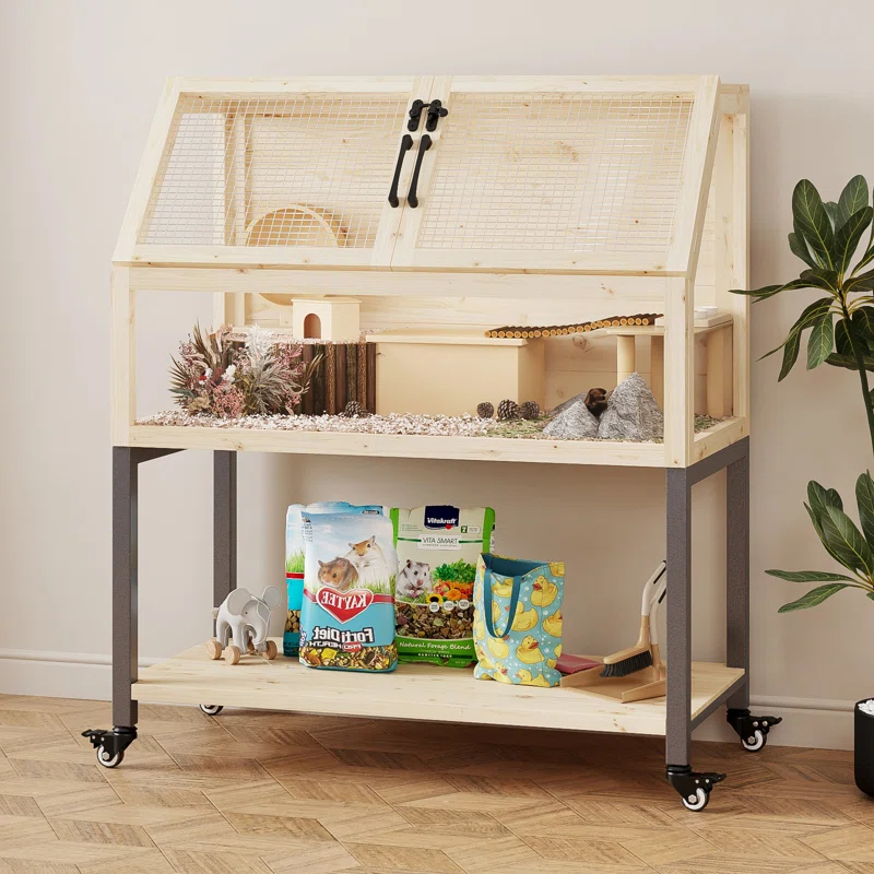 Tucker Murphy Pet™ Wooden Hamster Cage With Storage Shelf,Ventilated Small Animal Cage For Guinea Pig,Rat,Hedgehog,Chinchilla,Large Hamster Cages And Habitats With Acrylic Panels & Reviews | Wayfair