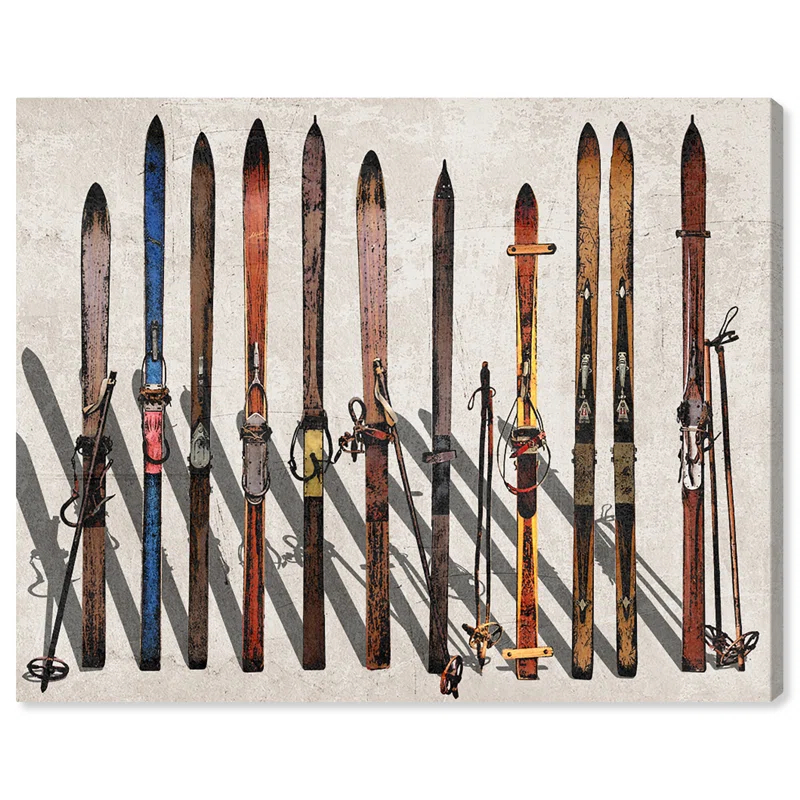 Art Remedy " Sports And Teams Vintage Skis, Modern & Contemporary Brown " by Oliver Gal