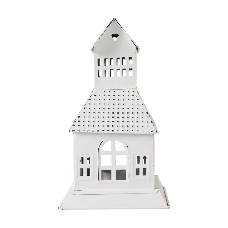VHC Brands Festive Finds Tealight Holder Metal Village House A 9.5x5.5x5.5