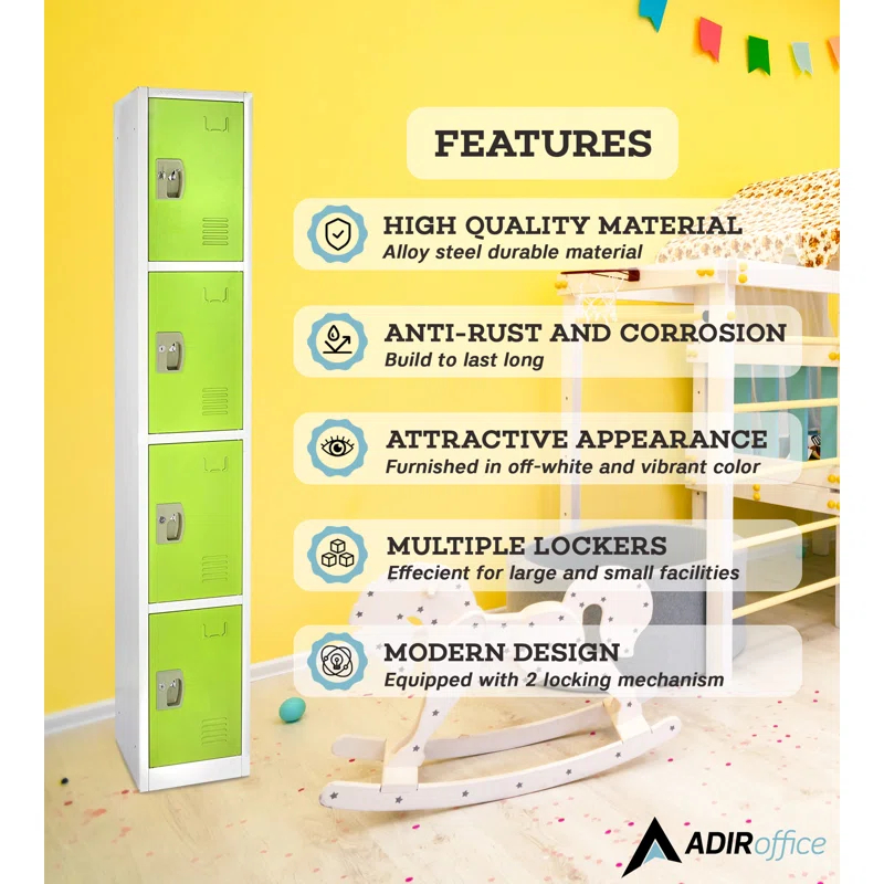 12'' Wide Steel 4-Tier School and Gym Locker