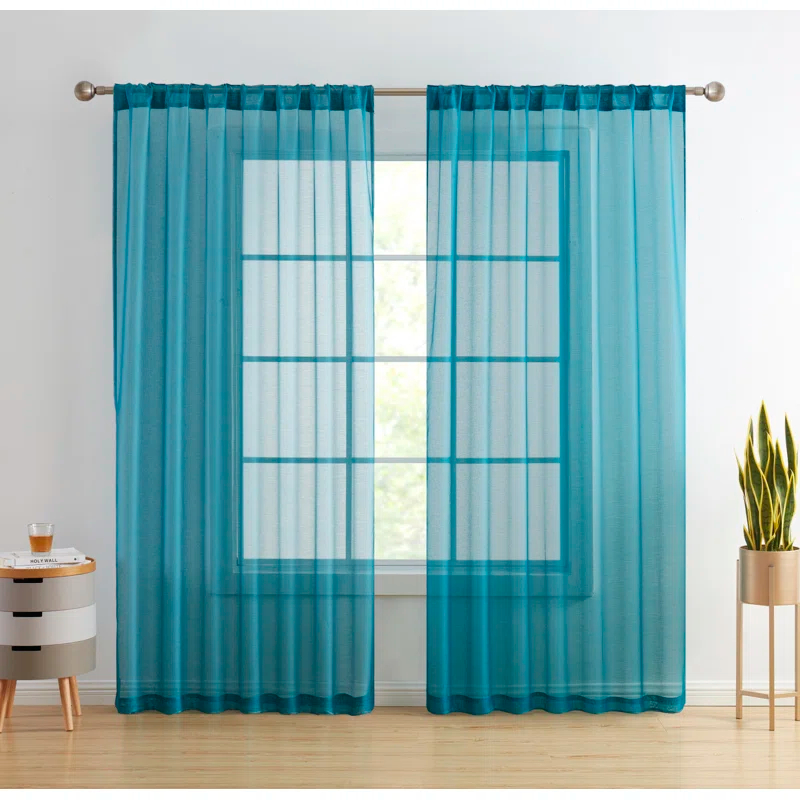 Ebern Designs Lauren Solid Color Semi-Sheer Rod Pocket Curtain Panels & Reviews | Wayfair