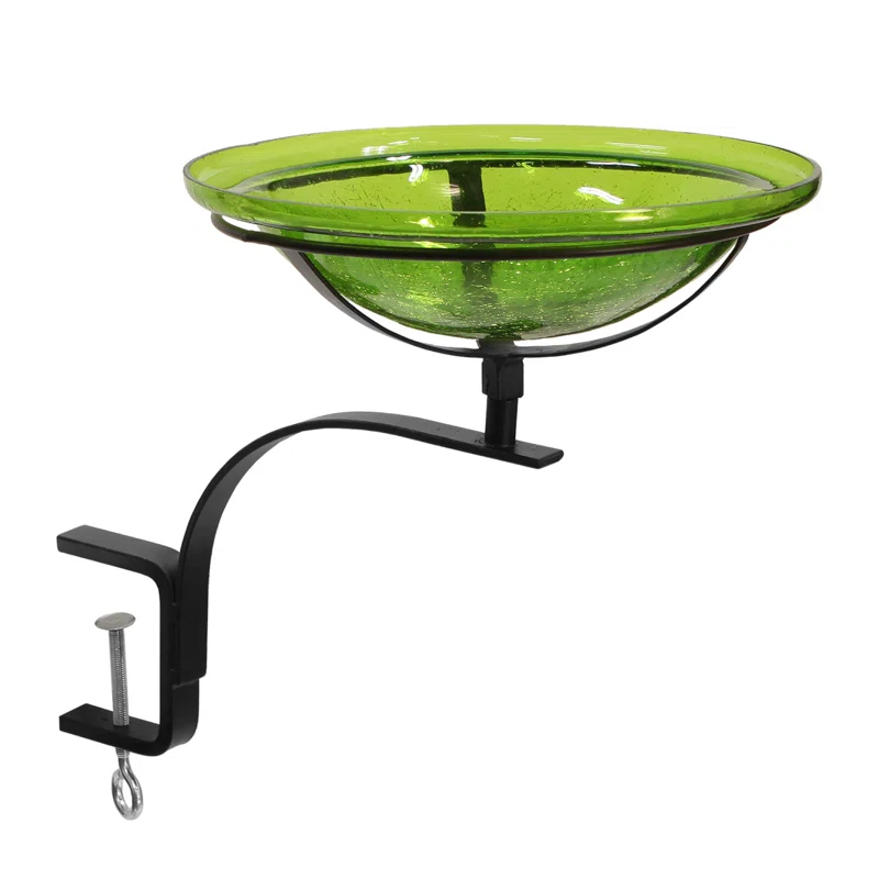12 Inch Crackle Birdbath with Rail Mount Bracket