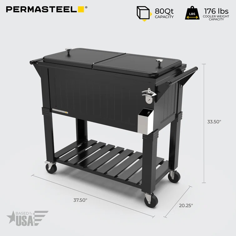 Permasteel 80 Qt. Furniture Style Rolling Patio Cooler