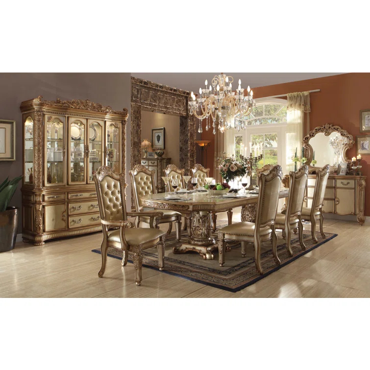 ACME Furniture Vendome Tufted Upholstered Side Chair in Gold Patina (Set of 2)