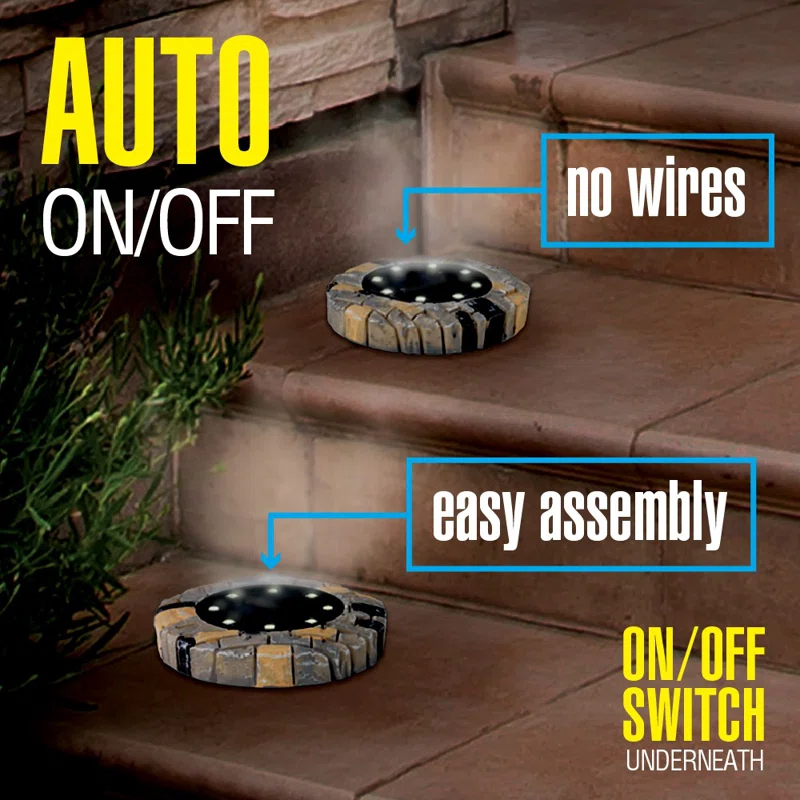 Bell + Howell Stone Low Voltage Solar Powered Integrated LED Pathway Light Pack (Set of 4)