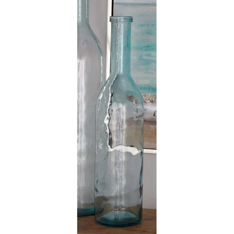 Highland Dunes Recycled Glass Handmade Spanish Decorative Blue Vase