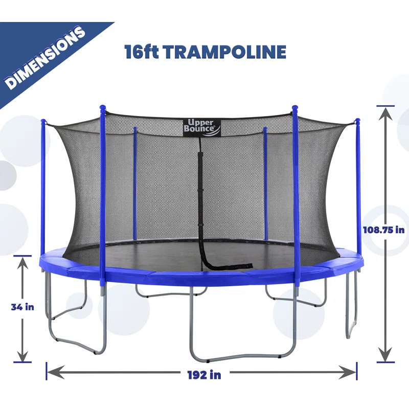 Machrus Upper Bounce 16 FT Round Backyard / Outdoor Trampoline Set with Safety Enclosure System