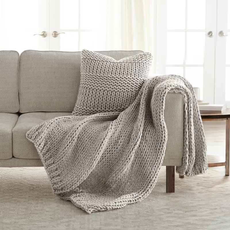 Becky Cameron Cozy Chunky Knit Acrylic Decor Throw Pillow