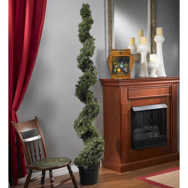 Fleur De Lis Living Faux Cedar Topiary in Pot
