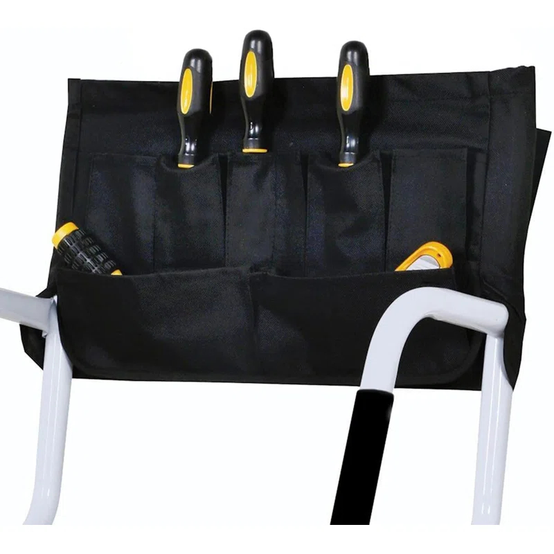 WFX Utility™ 3-Step Ladder With Handrails - 500 Lb Capacity Folding Stepladder With Wide Non-Slip Pedals, Safety Rails, And Tool Bag