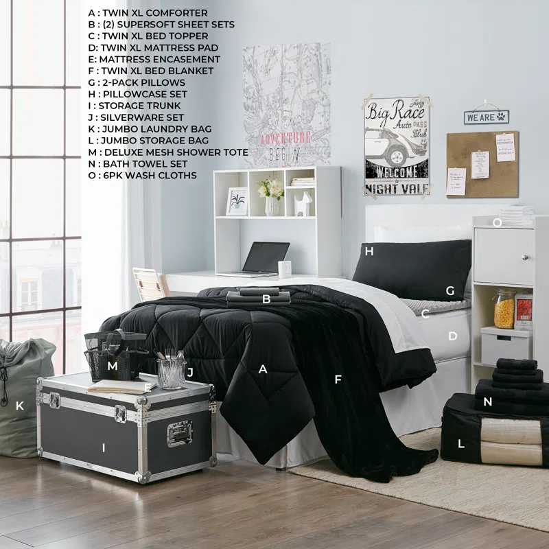 DormCo DormCo 42 Piece Complete College Dorm Reversible Bedding Package