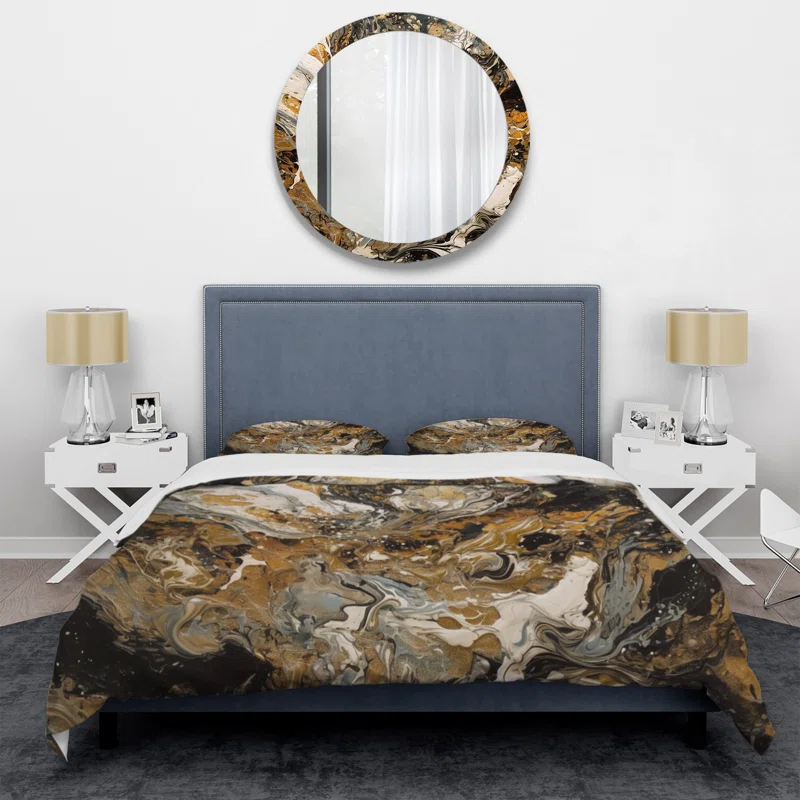 Design Art Painting Artwork With Swirls Marble I - Abstract Marble Duvet Cover Set - Microfiber Polyester