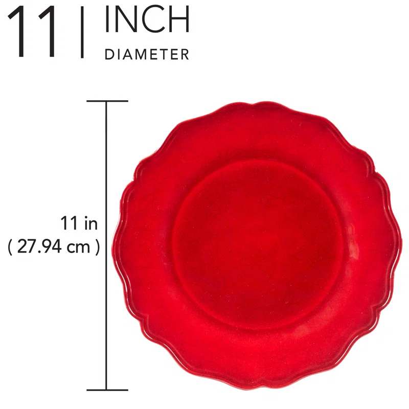 Red Crackle Set of 4 Dinner Plate 11" (Set of 4)