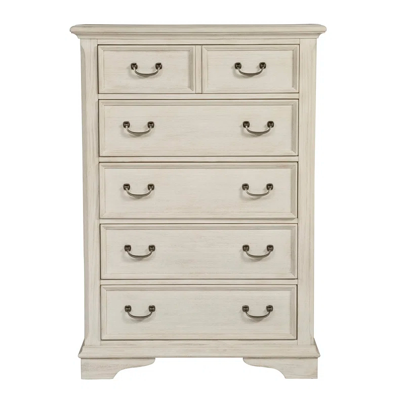 Canora Grey Dina Antique White 5 Drawer Chest w/ Stained Interior