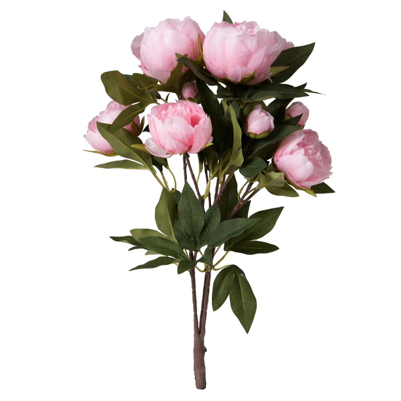 Primrue 23" Artificial Brush Pink Peony Spray with 6 Flowers