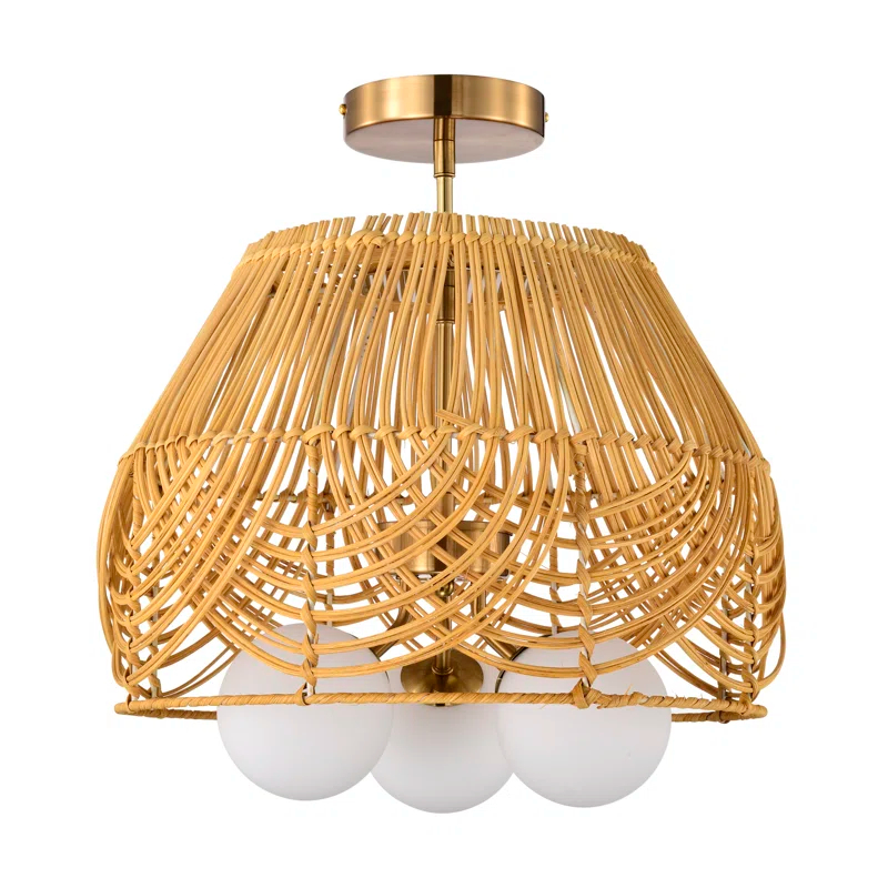 Warehouse of Tiffany Rattan Semi Flush Mount