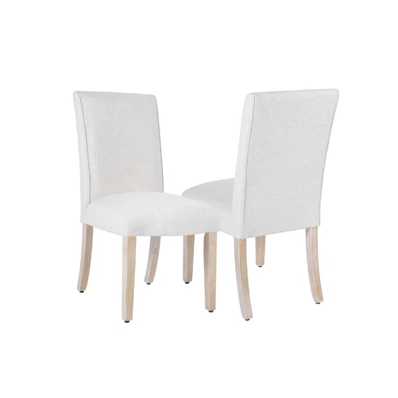 Red Barrel Studio® Scalloped Detail Dining Chair|Upholstered Parsons Dining Chairs |Decorative Home Furniture, Cream Textured Woven, Set Of 2 (Set of 2)