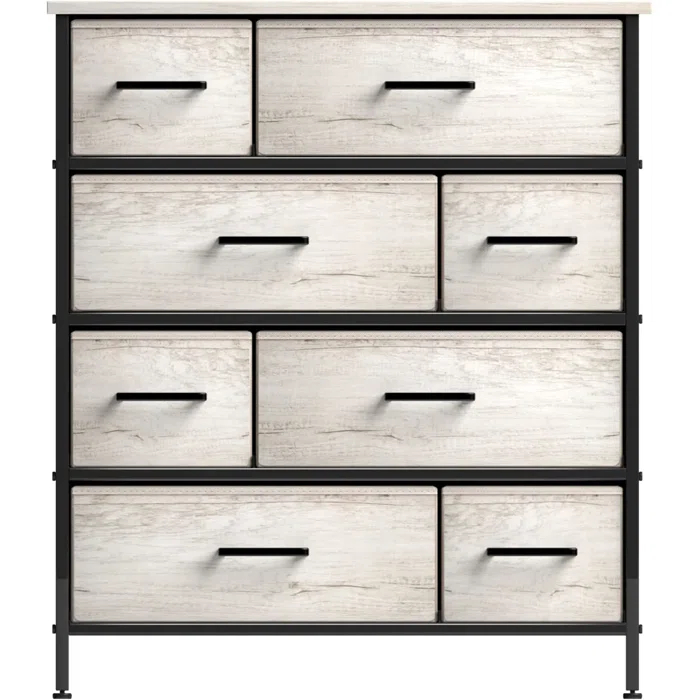 Sorbus Sorbus 8 Drawers Dresser with Steel Frame and Wood Top in Rustic