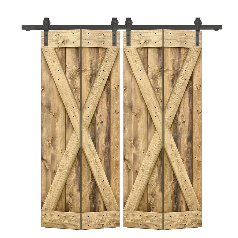 Calhome 84'' Solid Wood Barn Doors Painted Bi-Fold Door
