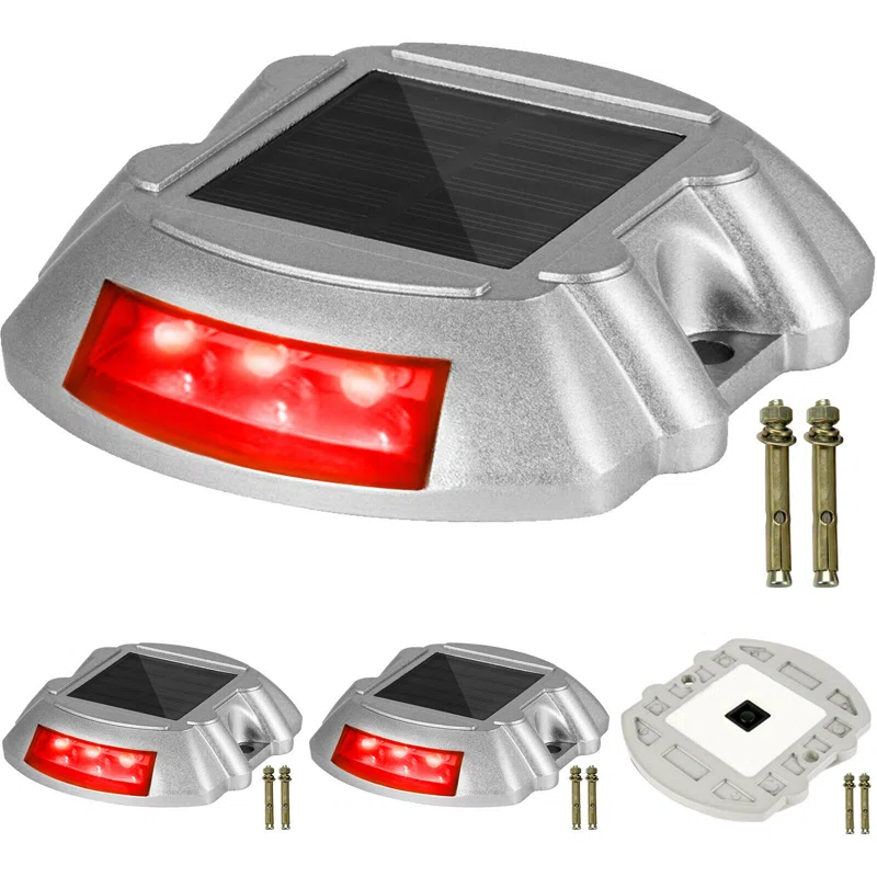 Solar Dock Lights Low Voltage Solar Powered Integrated LED Metal Pathway Light Pack (Set of 4)