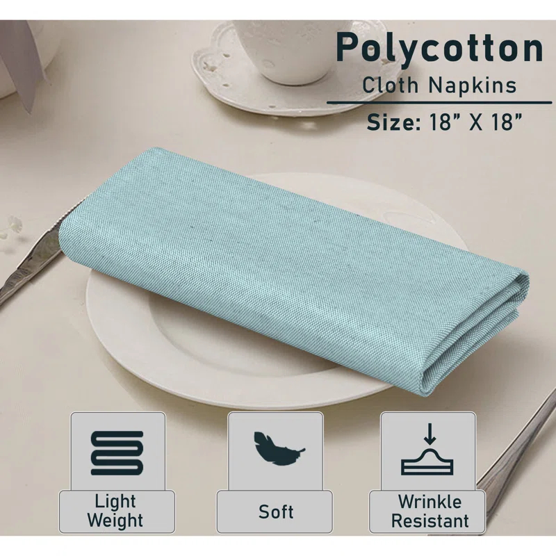 Ruvanti Poly Cotton Square Cloth Napkins Chambray Fabric (Set of 12)