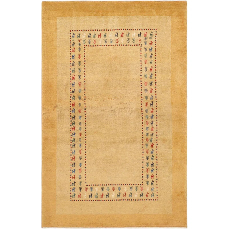 Pasargad Tribal One-of-a-Kind 3'6" X 5'5" Wool Area Rug in Beige