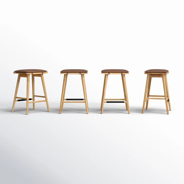 Nathan James Upholstered Counter Stool with Solid Wood Frame (Set of 4)