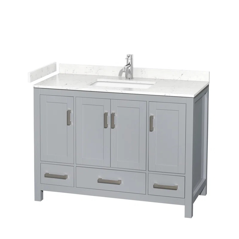 Wyndham Collection Sheffield 48" Freestanding Single Bathroom Vanity with Cultured Marble Top