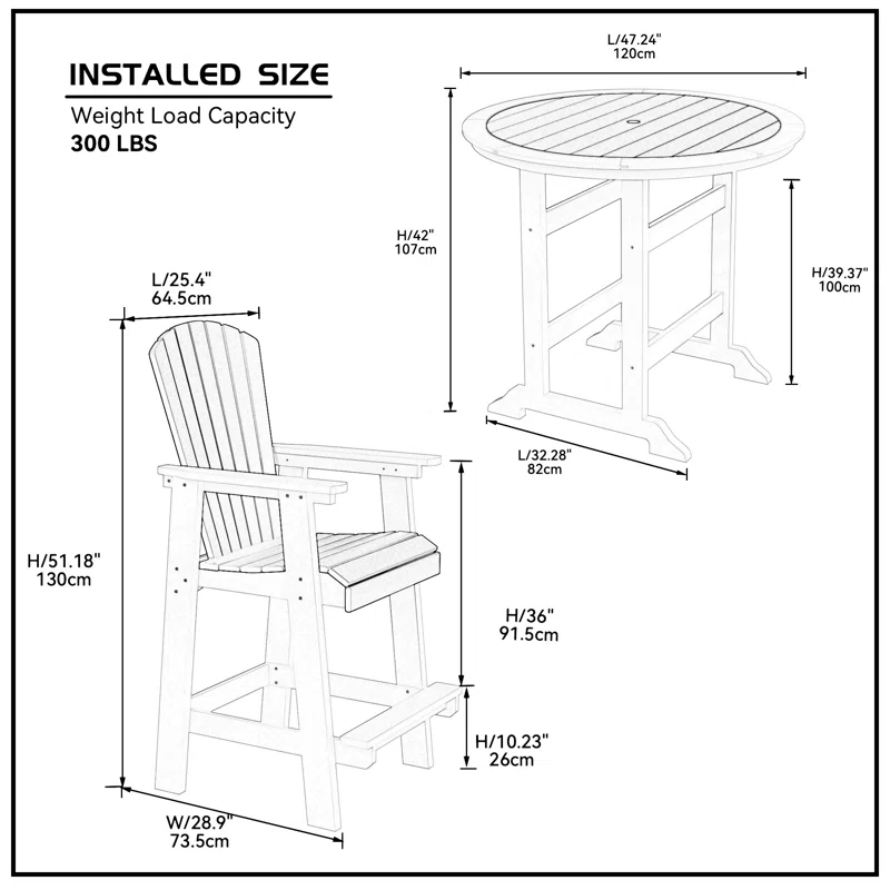 Ceballos Patio Bar Table Set High Top Outdoor Table And Chairs Set Of 5 Bar Table & Stools Set With Tall Adirondack Chairs Set For 4