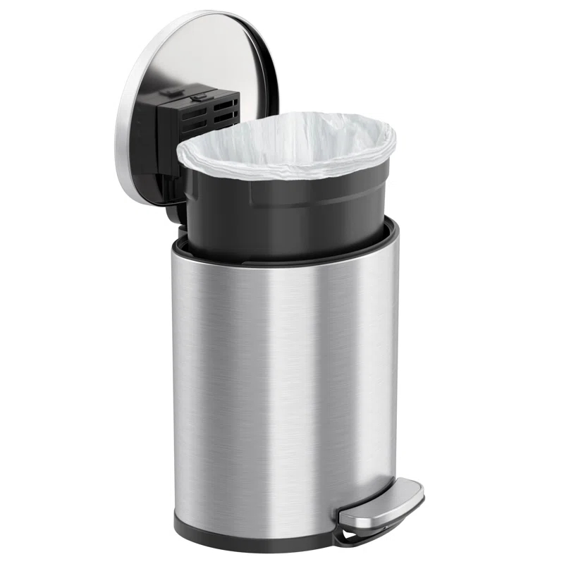 Itouchless Softstep 5 Gallon Stainless Steel Step Trash Can With Odor Filter 19 L Bathroom, Kitchen, Home Office Pedal Garbage Bin, Removable Bucket