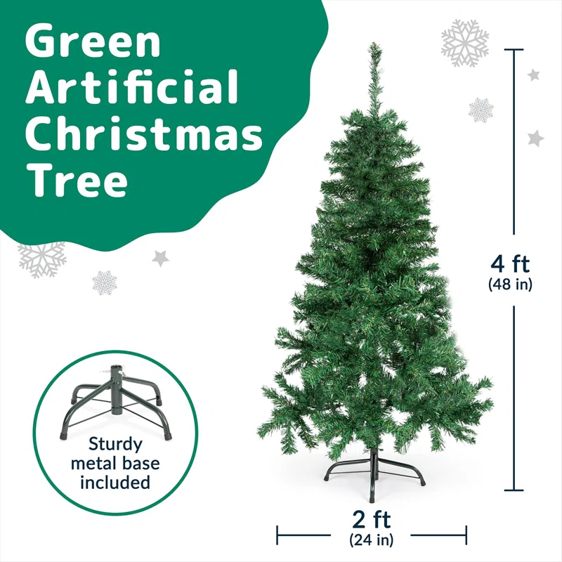 Premium 4Ft Christmas Tree W/ 320 Tips For Fullness - 4 FT Christmas Tree Small - Artificial Canadian Fir Full Bodied Small Christmas Tree 4Ft W/Metal Stand, Lightweight & Easy To Assemble