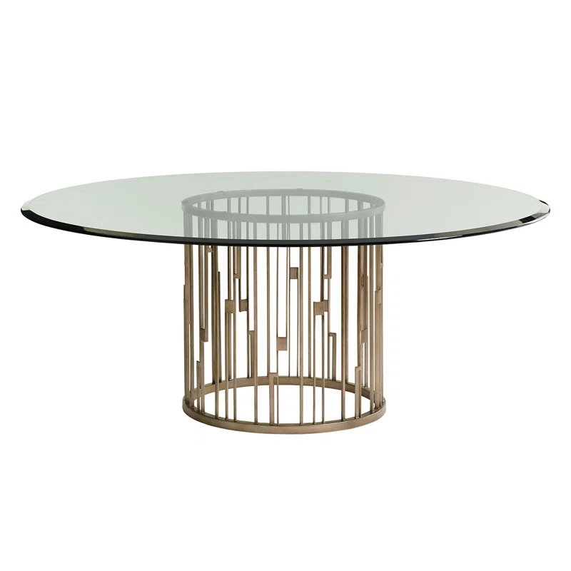 Lexington Shadow Play Rendezvous Metal Dining Table with Glass Top