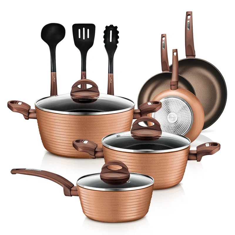 NutriChef 12 - Piece Non-Stick Aluminum Cookware Set