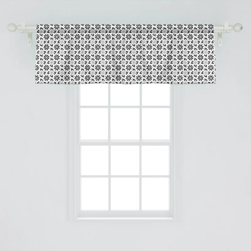 Ambesonne Ambesonne Black and White Valance Pack of 2 Contemporary Swirly Charcoal Grey