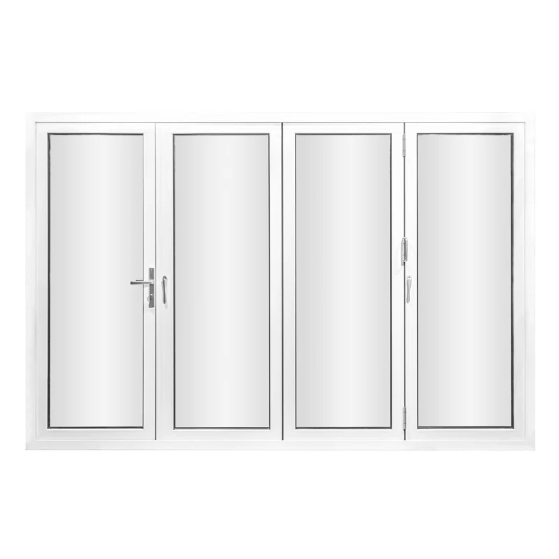 KaMic 120" inch 4 Panels Aluminum Folding Door In White, One Door Swing Out & Three Door Folded