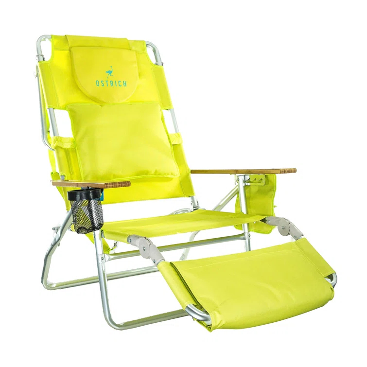 Ostrich Deluxe Padded Lightweight Portable Adjustable Outdoor Reclining Folding Chair with Footrest & Reviews | Wayfair
