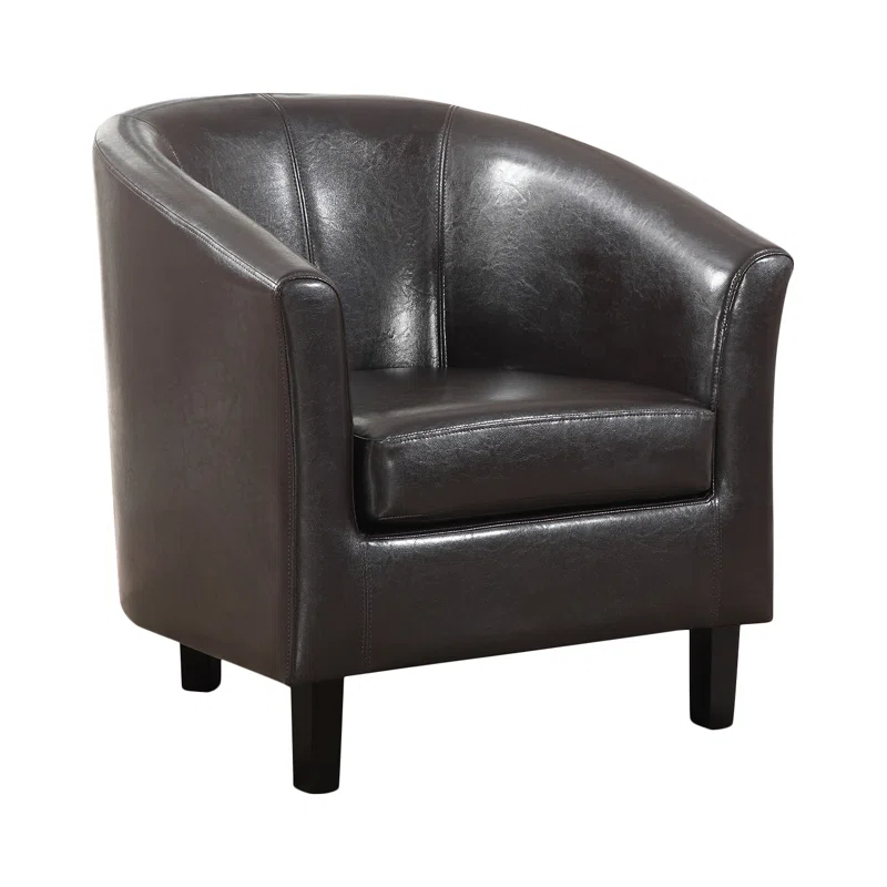 Simpli Home Austin 30"W Upholstered Vegan Faux Leather Contemporary Tub Accent Chair with High Arms and Deep Seat