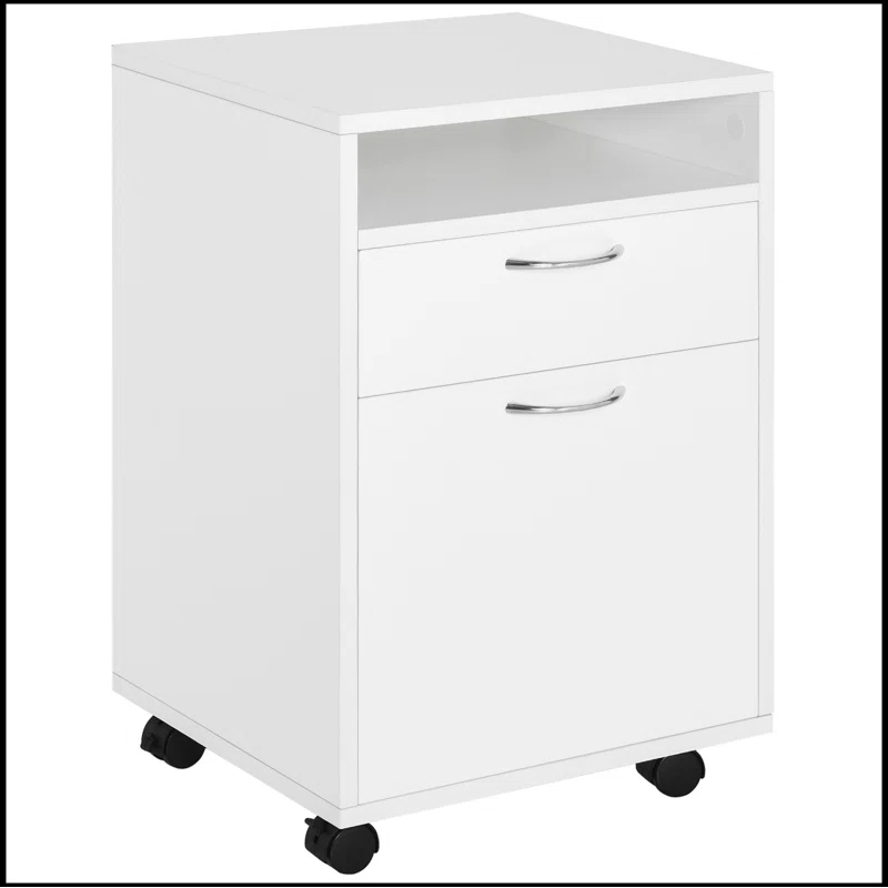 Latitude Run® Mobile Storage Cabinet Organizer with Drawer and Cabinet, Printer Stand with Castors