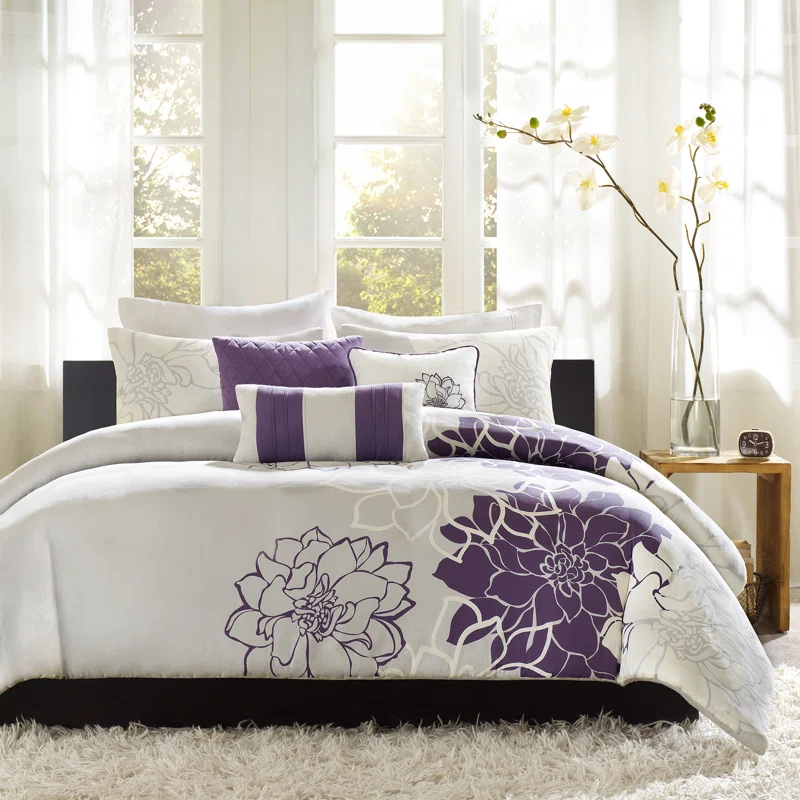 Madison Park Lola 7 Piece Floral Cotton Comforter Set