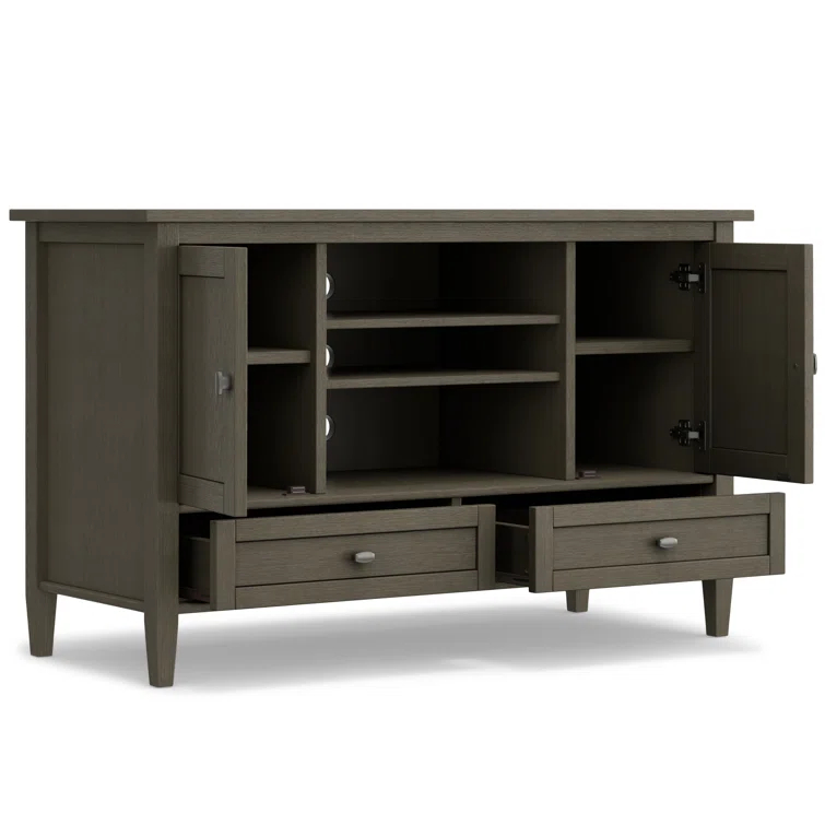 Simpli Home Warm Shaker 47"W Solid Wood TV Stand for TVs up to 55" with 2 Storage Cabinets and 2 Drawers