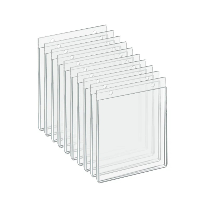 Azar Displays Clear Acrylic Wall Hanging Frame 7" Wide x 5.5" High - Horizontal/Landscape, 10-Pack (Set of 10)